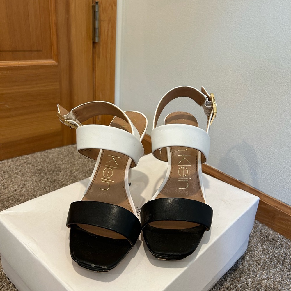 Calvin Klein Black and White Women's Sandals